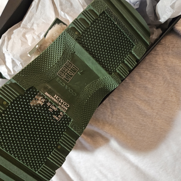 Green Fuzzy Slide Sandals - Picture 2 of 5